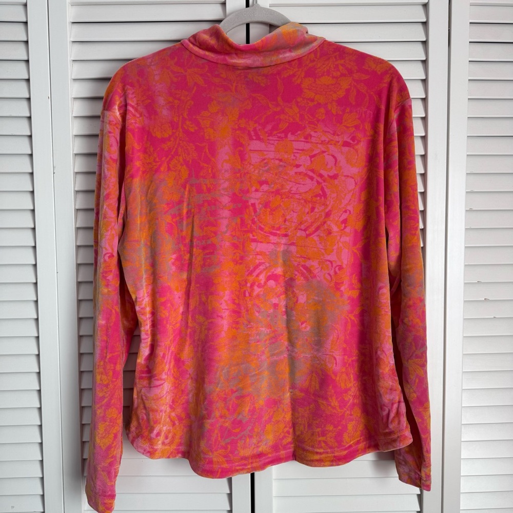 Obermeyer Velour Pullover 1/4 Zip Sweatshirt Pink Orange Activewear Large - Picture 6 of 7
